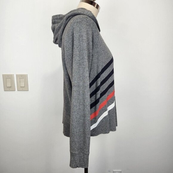 Sundry Pullover Diagonal‎ Stripe Hoodie Womens M (2) Gray French Terry Comfort - Picture 4 of 10